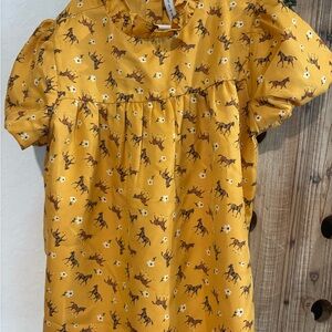 Janie and Jack yellow shirt with Horse Pattern